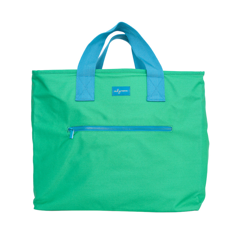 Green Canvas Stripped Tote — WILLISTON CAMPUS STORE